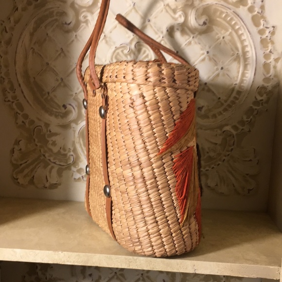 Awesome Wicker Rattan Boho Bag Tote EXC Vintage - Picture 11 of 17